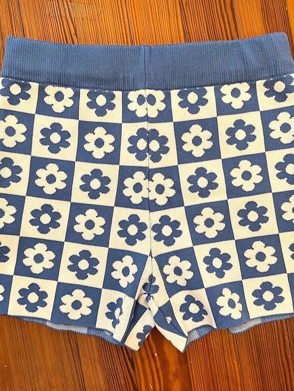 Checkered and Floral High Waist Shorts